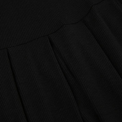 Off Shoulder Foldover Neck Long Sleeve Pleated Skater Mini Dress