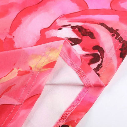 Cowl neck self tie flower print backless maxi dress