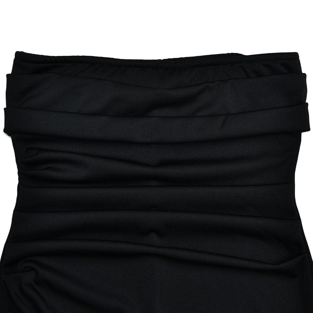 Ruched high slit irregular ruffle tube maxi dress