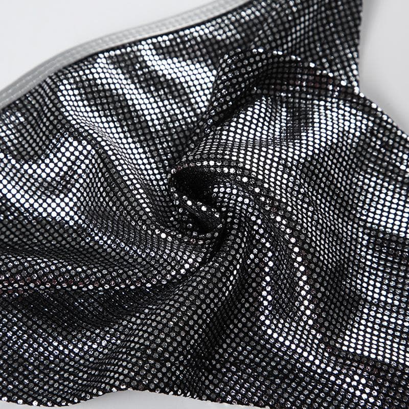 Halter polka dot metallic self tie pant set