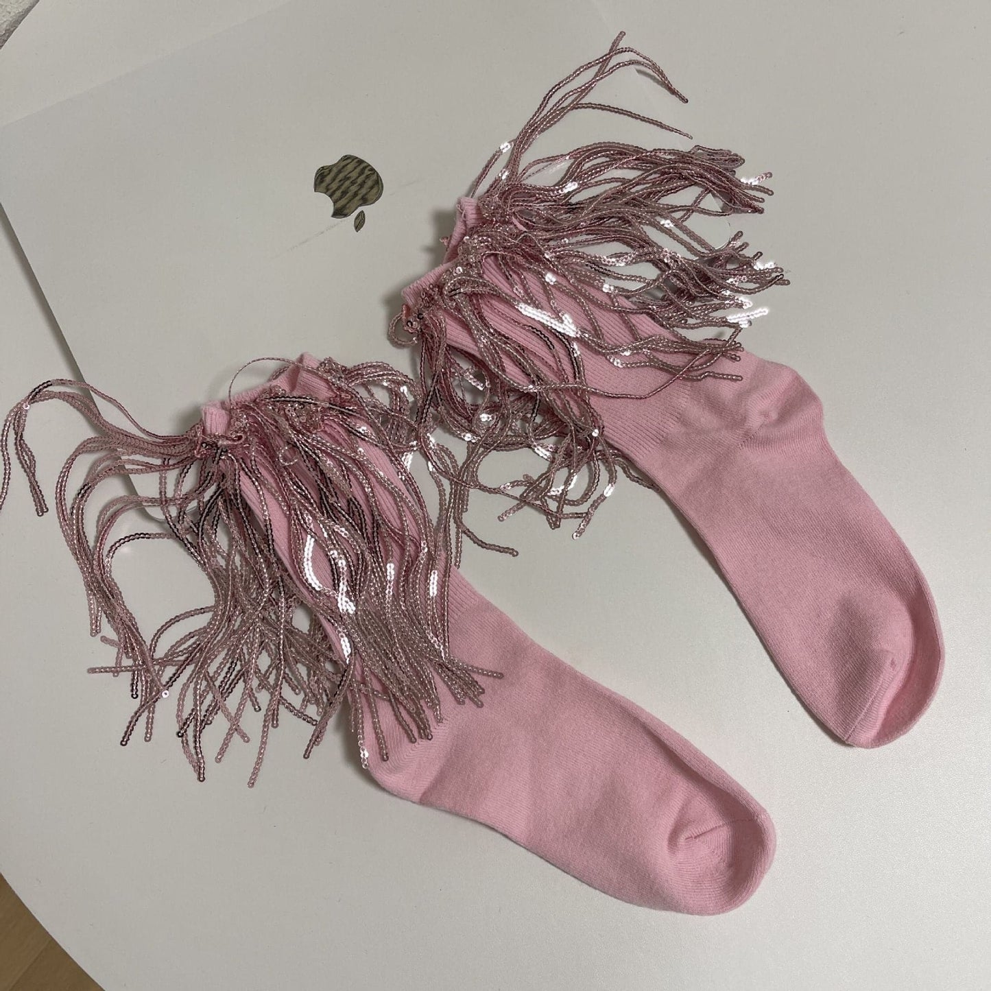 Tassels glitter contrast socks