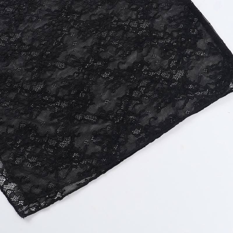 Crewneck long sleeve lace hollow out cut out maxi dress