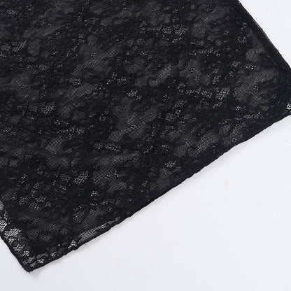 Crewneck long sleeve lace hollow out cut out maxi dress