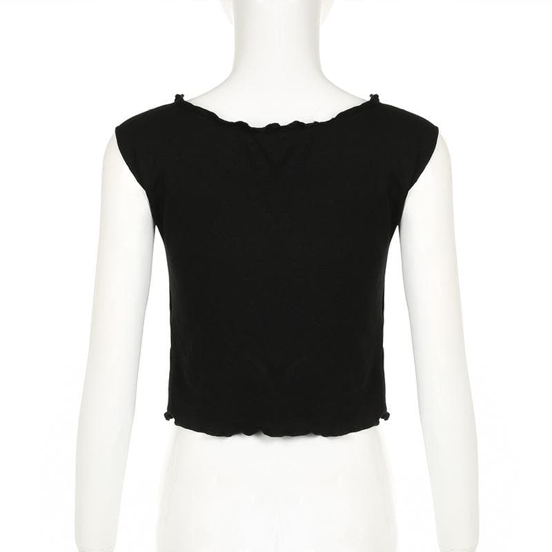 Cap sleeve bowknot u neck ruffle top