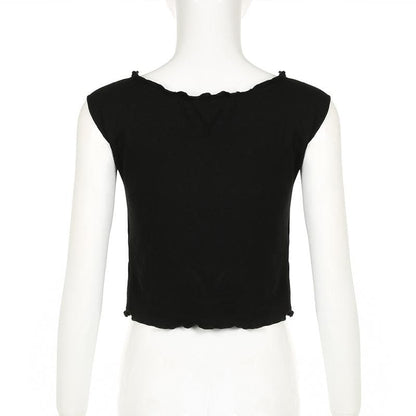Cap sleeve bowknot u neck ruffle top