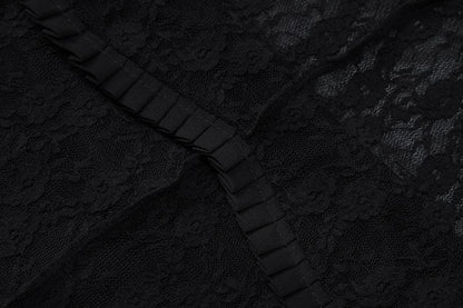 Halter backless ruffle lace maxi dress