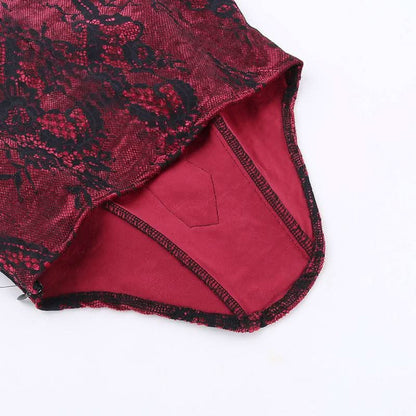 Velvet lace hem corset cami top