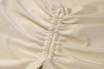 Halter drawstring solid slit hollow out o ring self tie cut out midi dress-final-sale