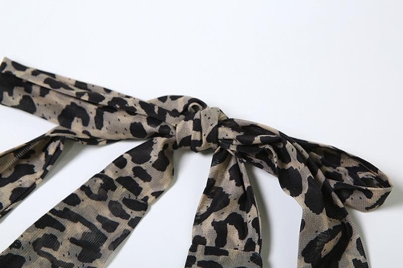 Halter leopard print backless top