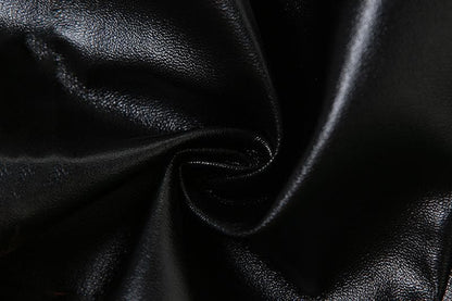 Solid PU leather zip-up v neck backless bustier tube crop top