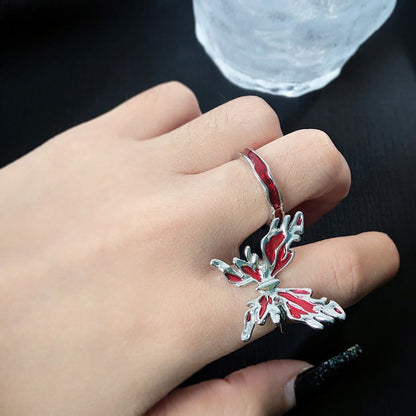 Butterfly decor open contrast ring