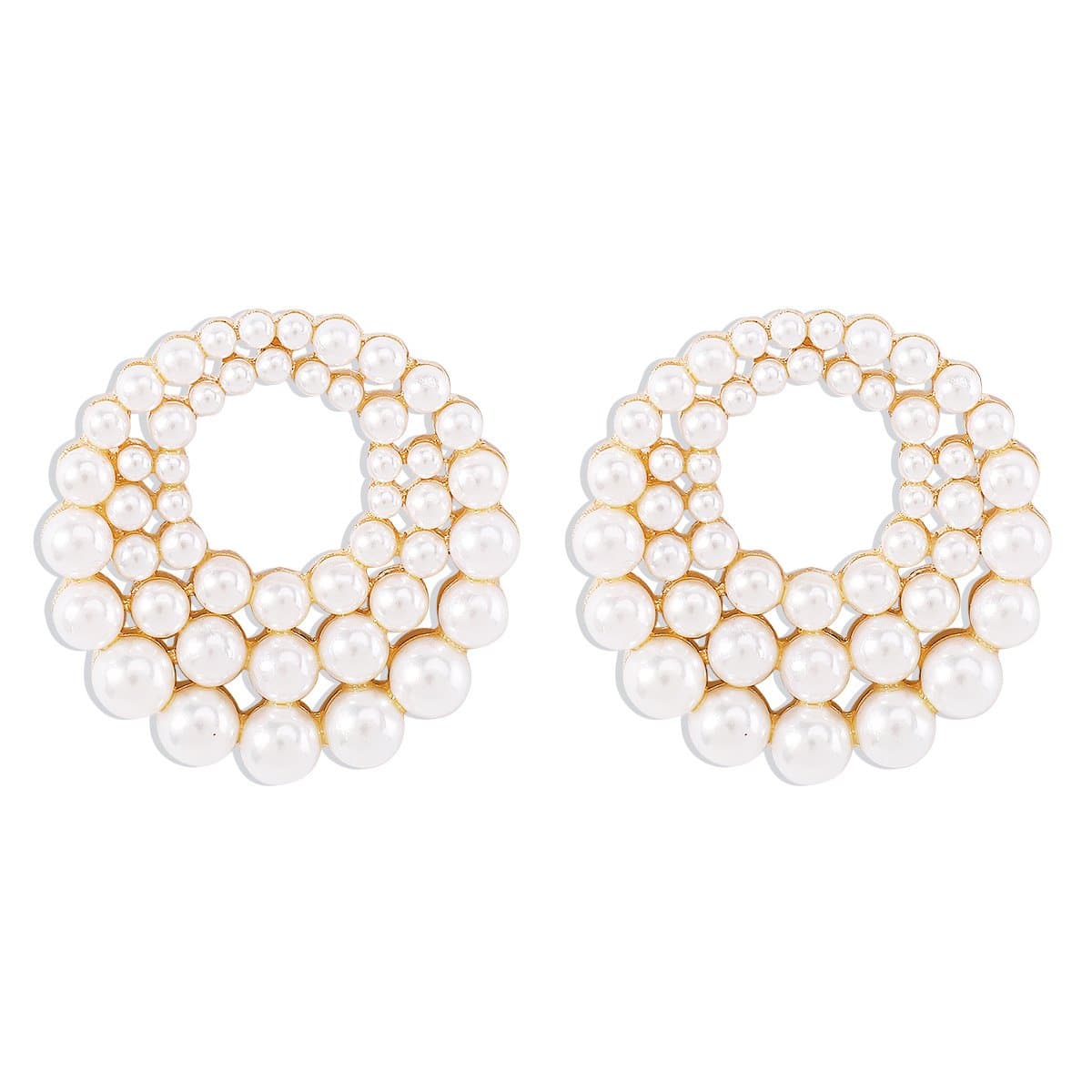 Faux pearl layered stud earrings