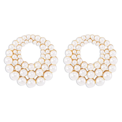 Faux pearl layered stud earrings
