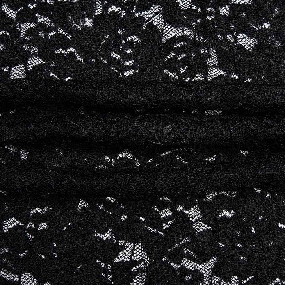 Lace high rise solid patchwork straight leg pant