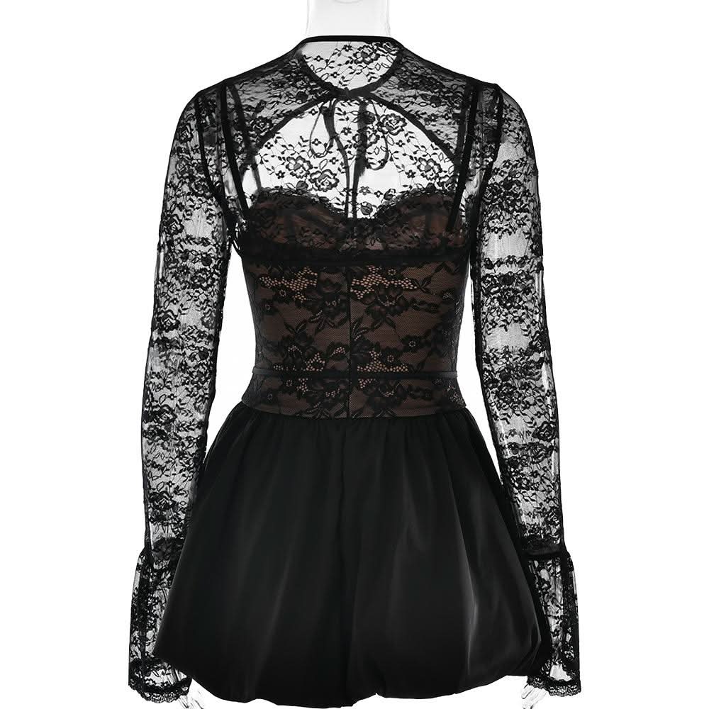Sweetheart neck long sleeve lace shrug 2 piece mini dress