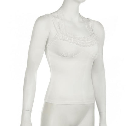 Halter lace hem ruched self tie cami top