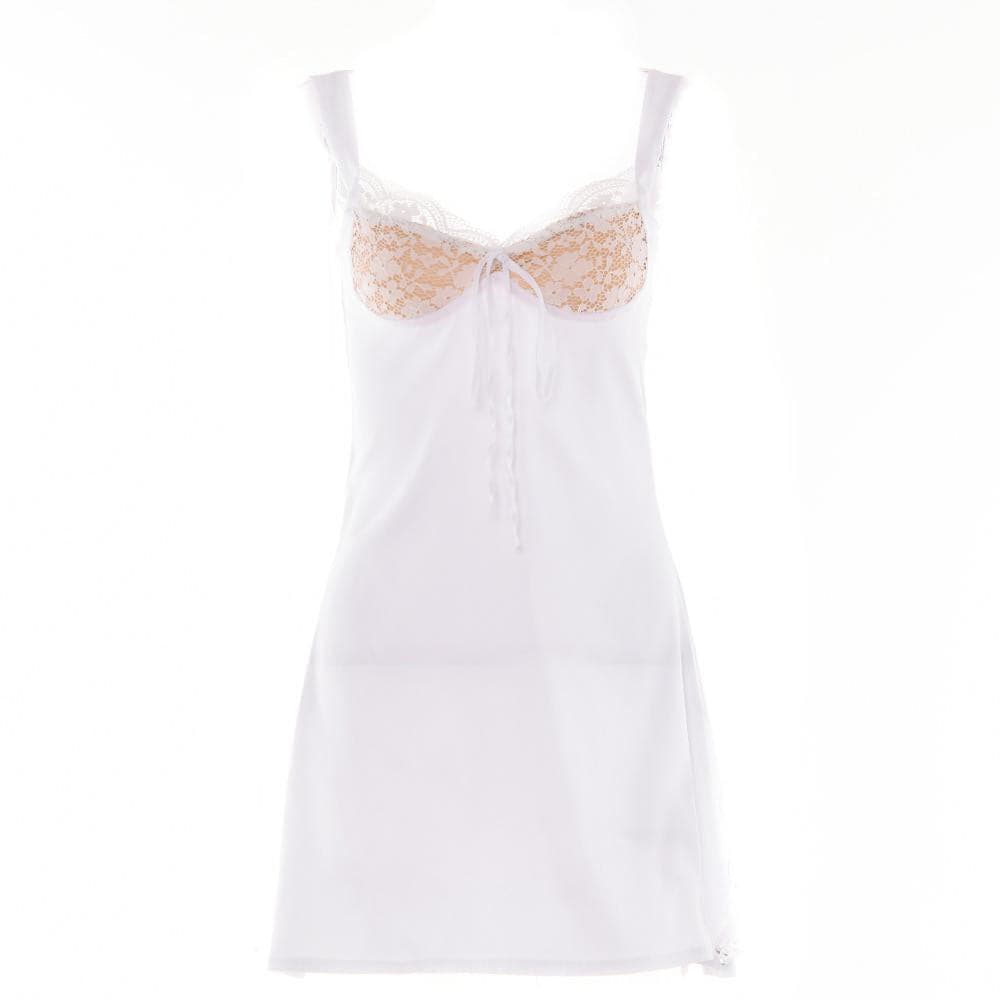 Short sleeve solid lace hem zip-up backless mini dress