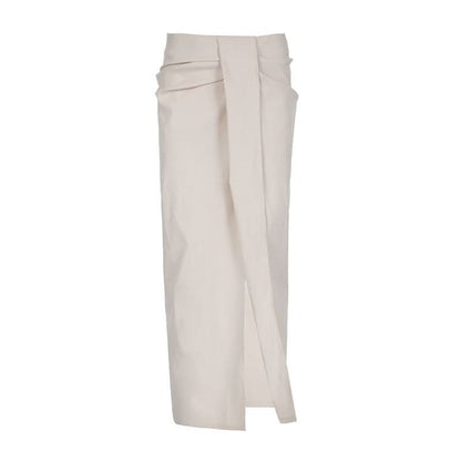 Slit zip-up solid maxi skirt