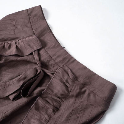 Ruffle knotted zip-up maxi skirt