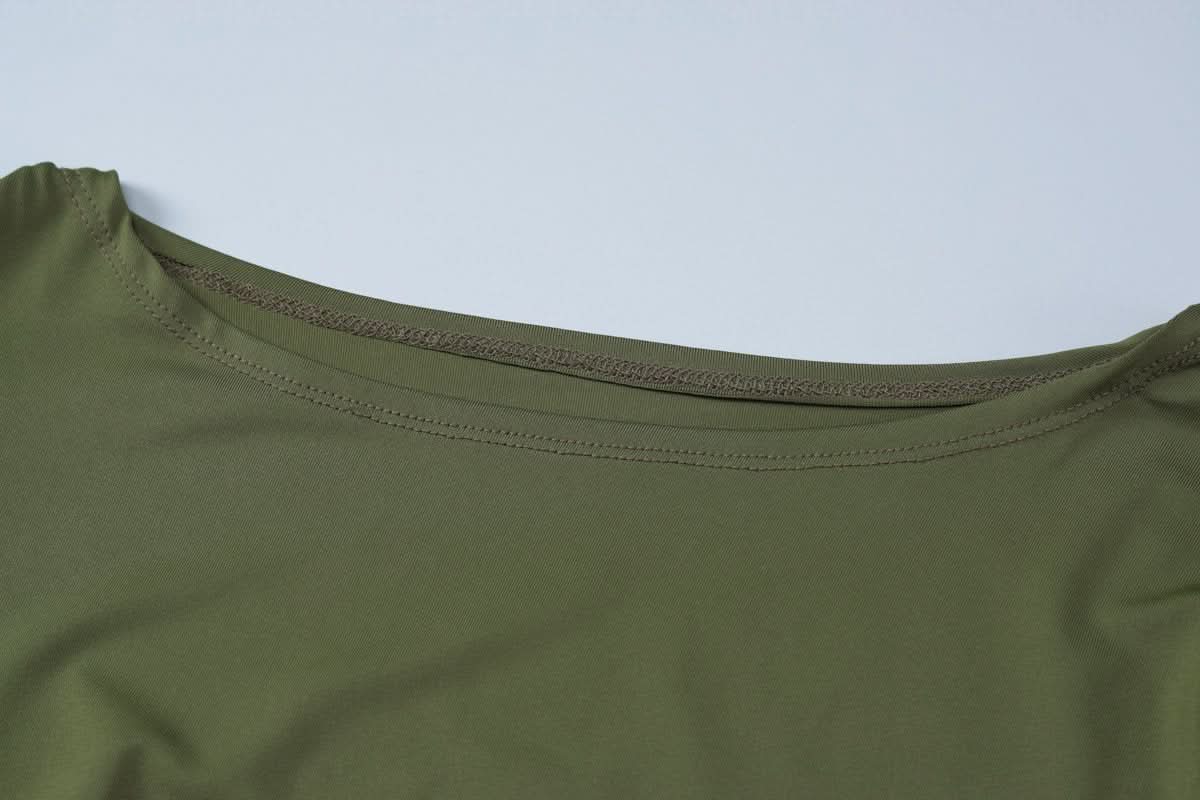 Long sleeve crewneck ruched solid maxi dress