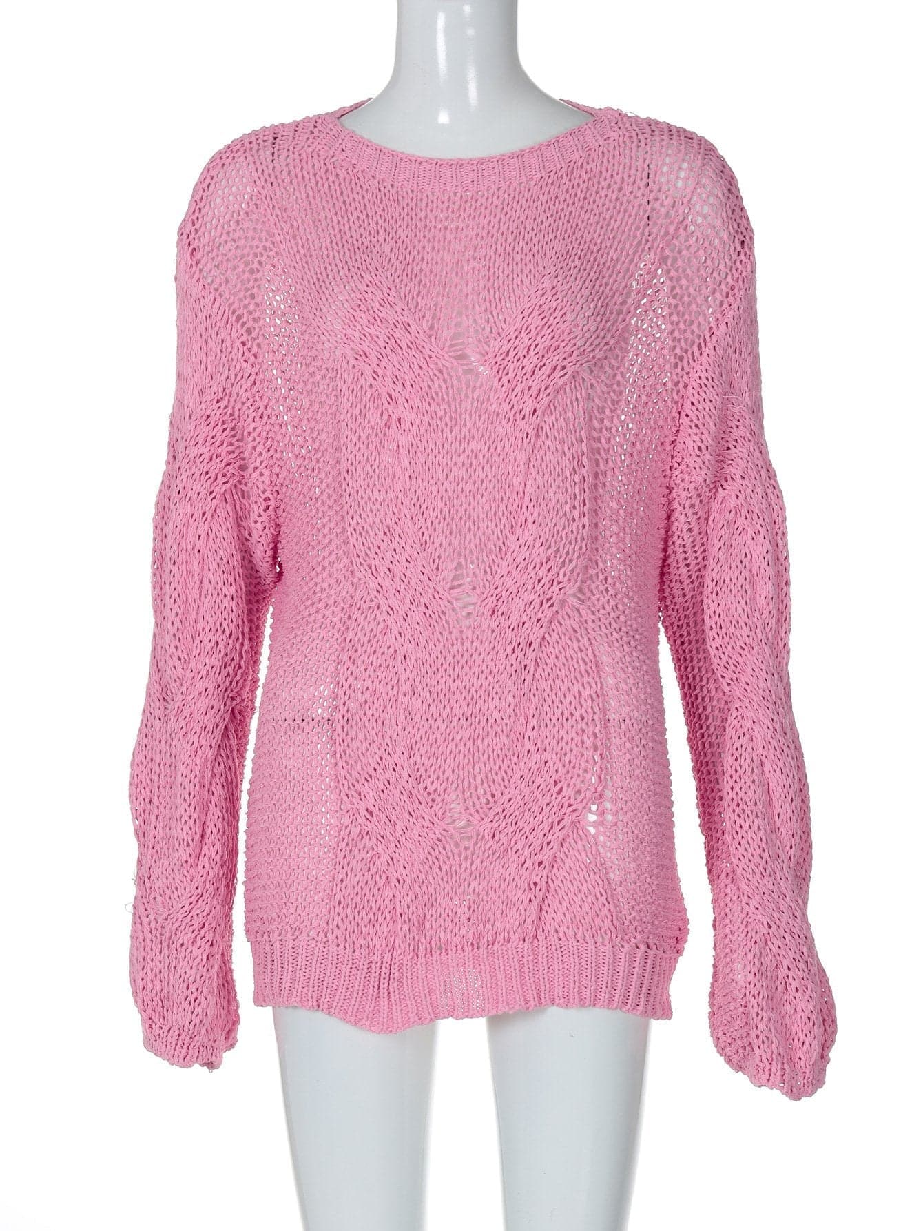 Long sleeve crewneck knitted solid top