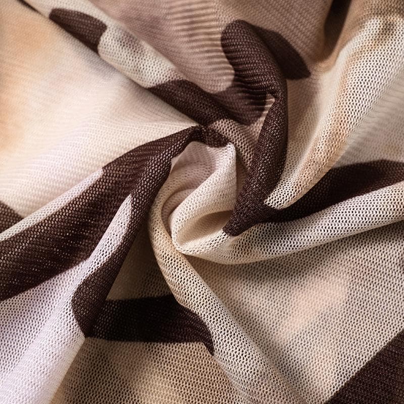 Fishnet long sleeve hollow out mesh contrast cut out top