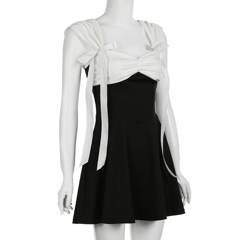 Off shoulder ruched bowknot mini dress