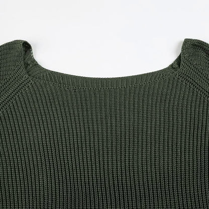 Long sleeve off shoulder knitted top