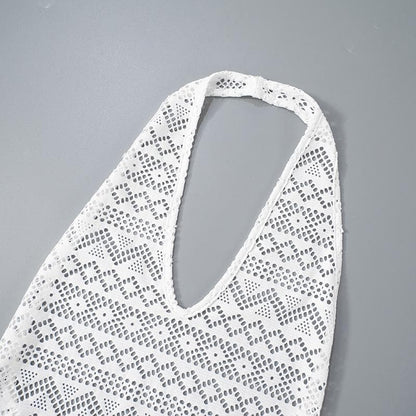 Halter lace hollow out see through backless romper