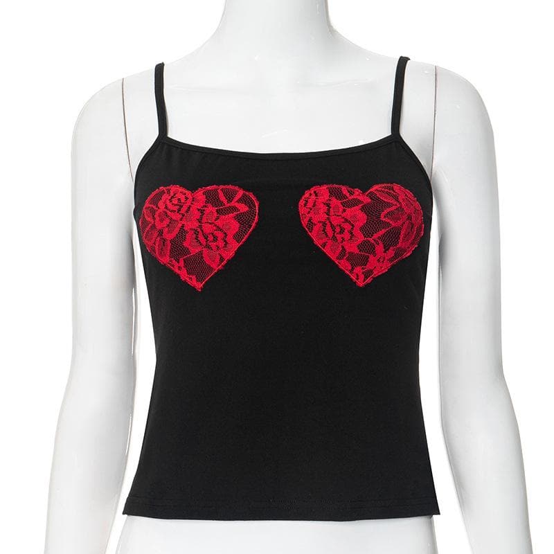U neck sweetheart pattern cami top