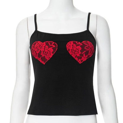 U neck sweetheart pattern cami top