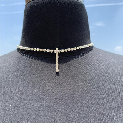 Initials pendant rhinestone chocker