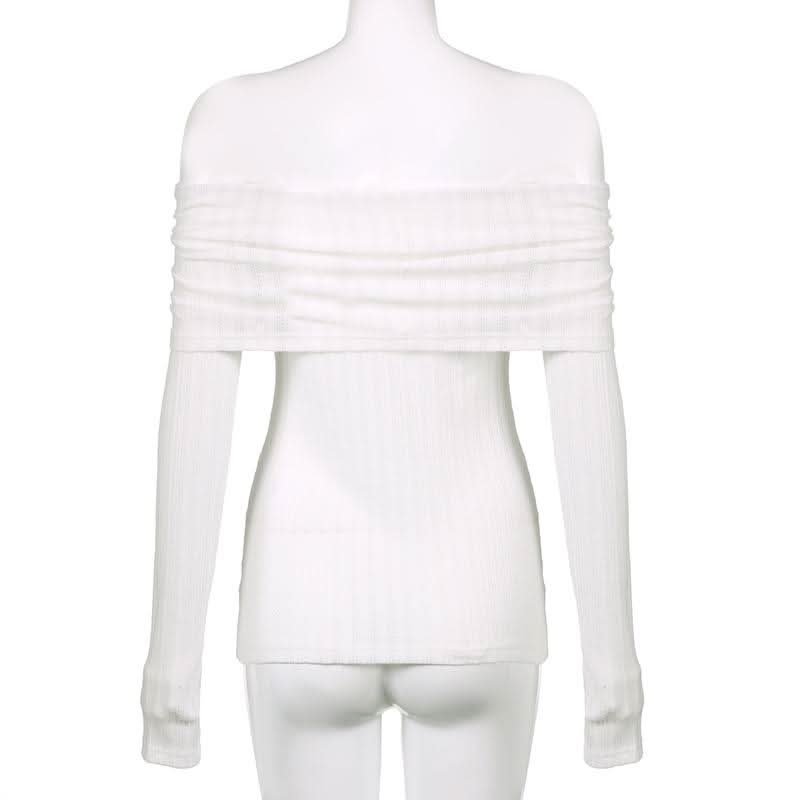 Off shoulder long sleeve ruched abstract top