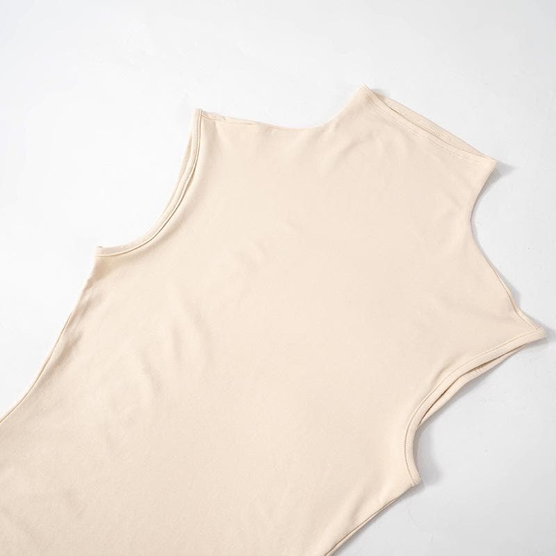 High neck cap sleeve solid maxi dress