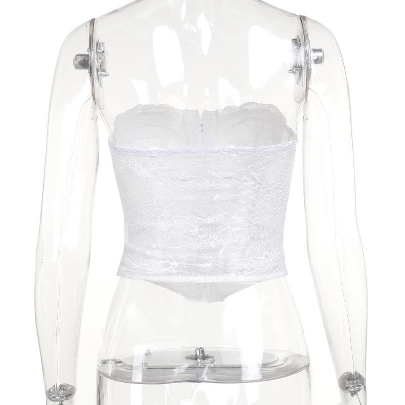 Lace up bustier button tube top