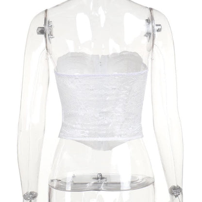 Lace up bustier button tube top