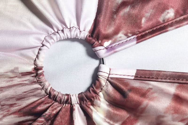 Halter cowl neck hollow out o ring abstract cut out mini dress