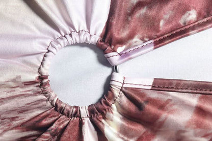 Halter cowl neck hollow out o ring abstract cut out mini dress