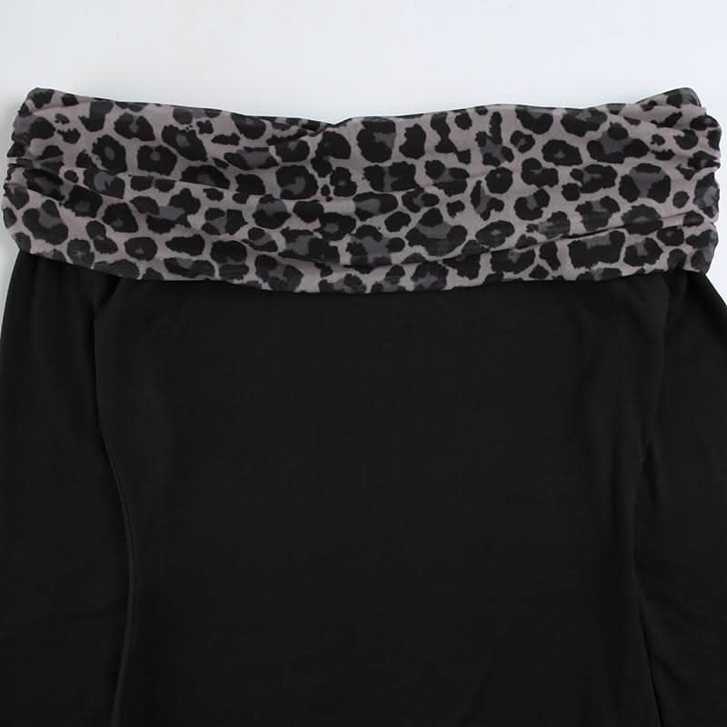 Off shoulder long sleeve leopard print mini dress