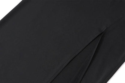 Off shoulder long sleeve slit solid maxi dress