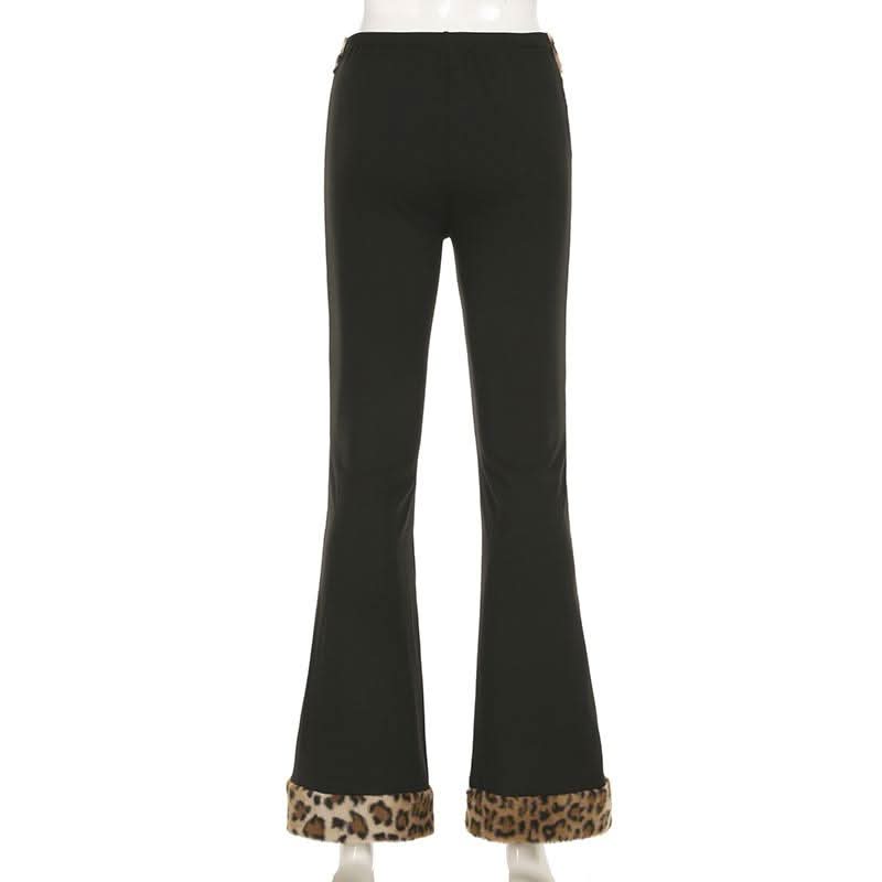 Leopard print fluffy low rise pant