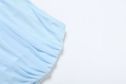 Ruched mesh patchwork solid maxi skirt