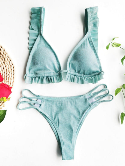Ruffled glitter bikini