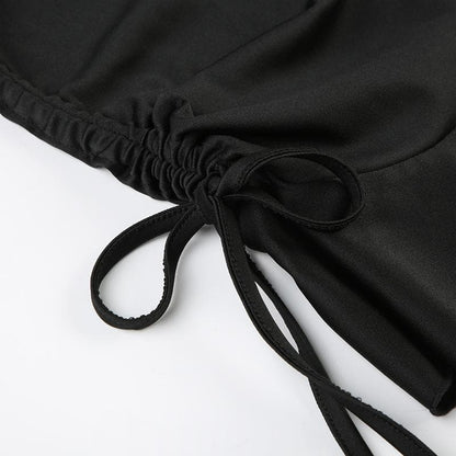 Ruched drawstring A line solid mini skirt