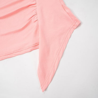 Ruched irregular ruffle solid tank top