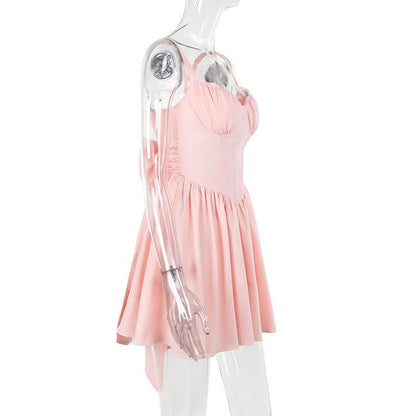 Bowknot v neck smocked ruched cami mini dress