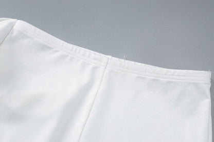 Off shoulder knotted medium rise pant set