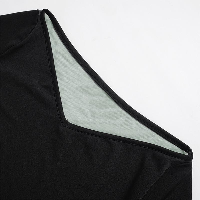 Long Sleeve Dragon Graphic Contrast Back Panel Bodycon Maxi Dress