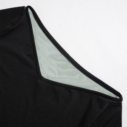 Long Sleeve Dragon Graphic Contrast Back Panel Bodycon Maxi Dress