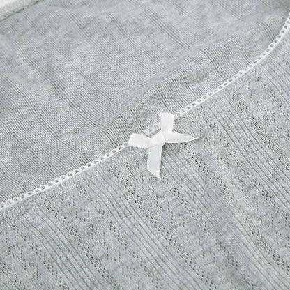 Square neck long sleeve bowknot ruffle top